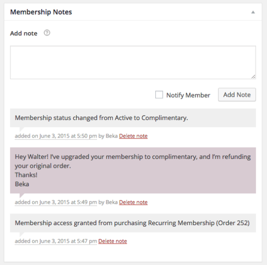Notas de membresía de WooCommerce Memberships