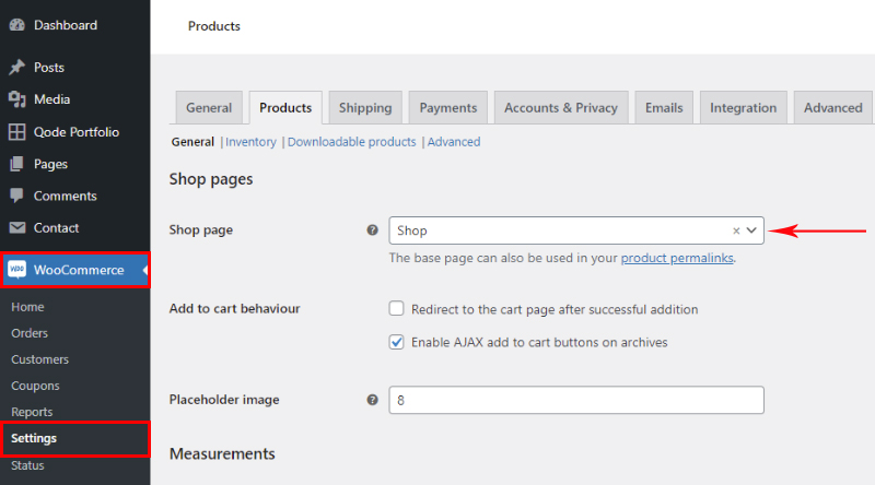Página de la tienda de WooCommerce