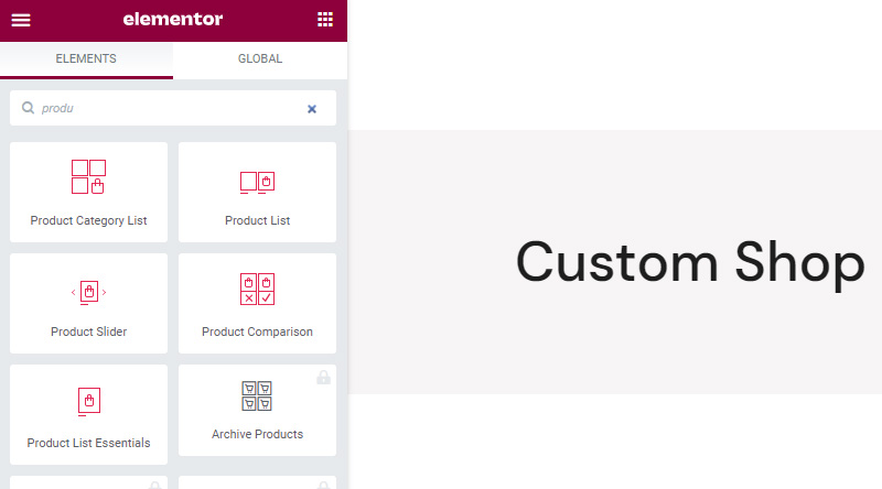Widgets de productos