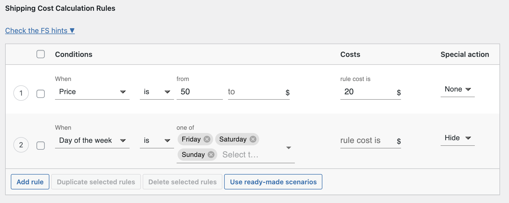 Configuración del método de entrega al día siguiente