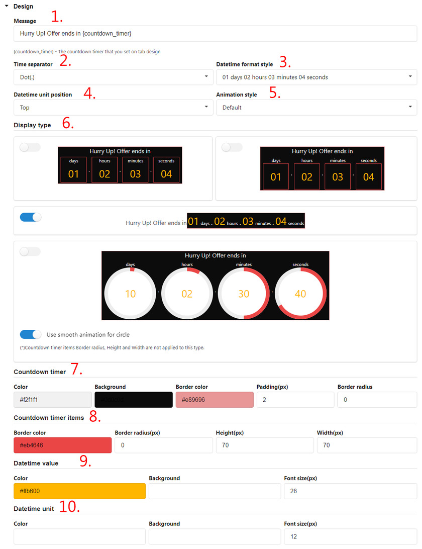 2) Configuración de diseño