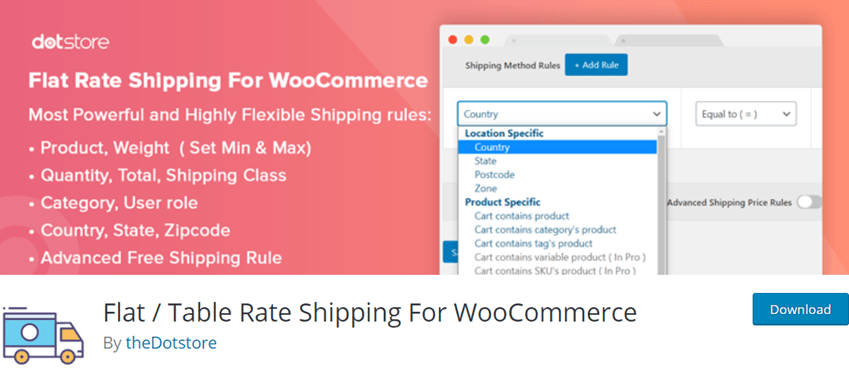 Envío de tarifa de tabla plana para WooCommerce