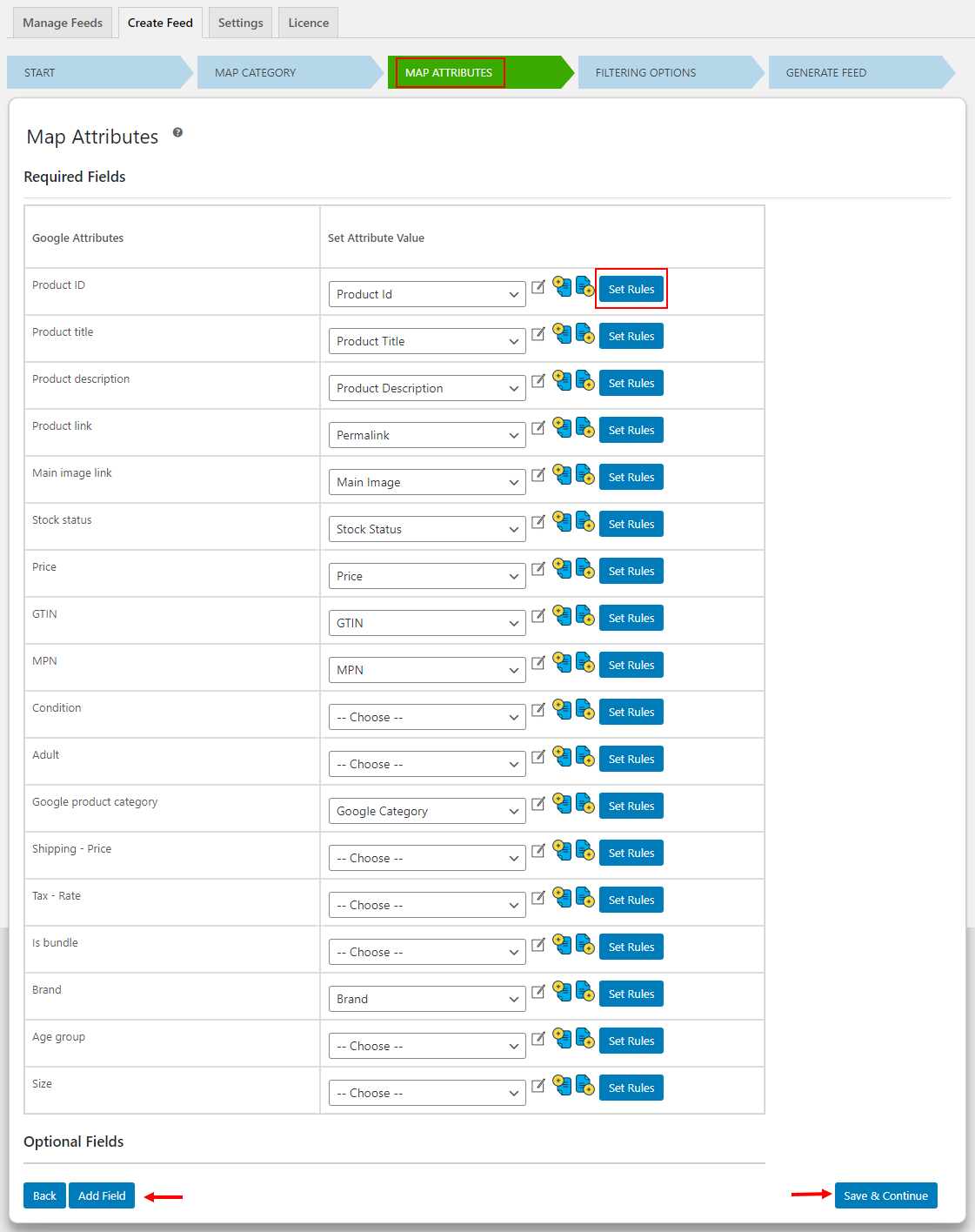 Product feed in minimum clicks | mapping attributes