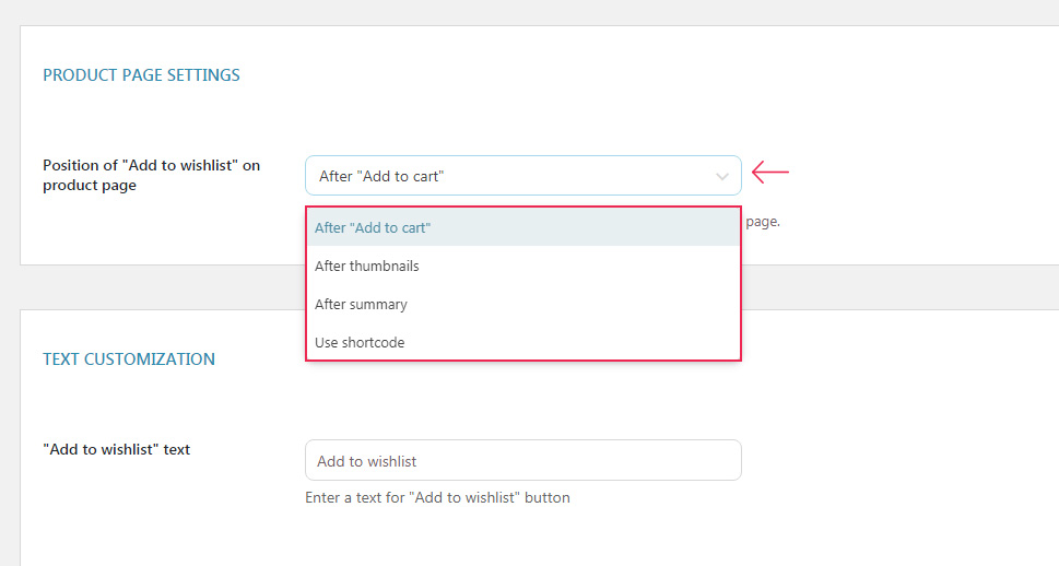 Configuración de la página del producto