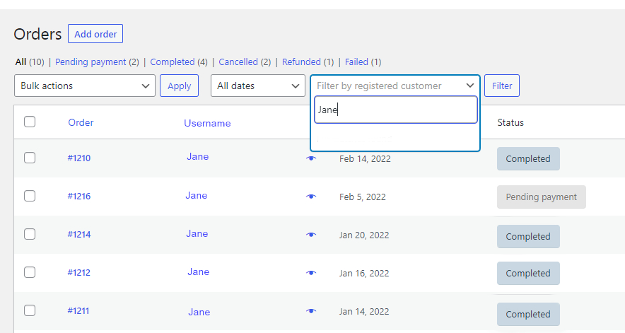 3) Opciones de filtro (fecha/clientes registrados)