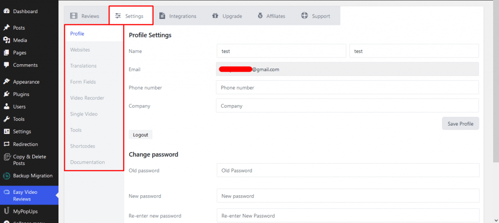 Configuraciones para Easy Video Reviews Plugin: complemento simple de testimonios de video de WordPress