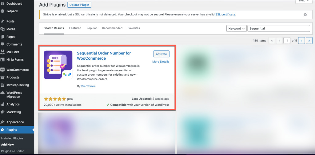 Números de orden secuencial para el plugin woocomerce del directorio de plugins de wordpress