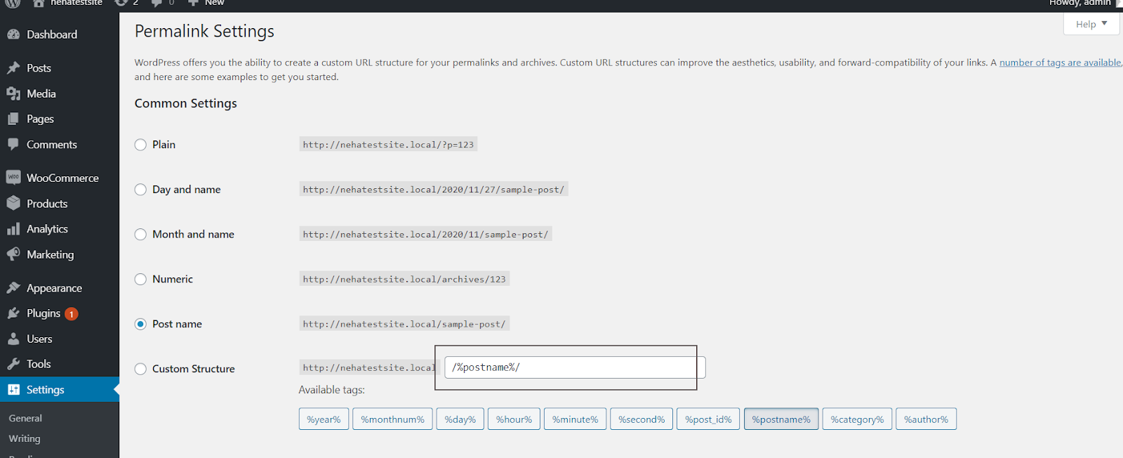Enlaces permanentes de configuración de backend
