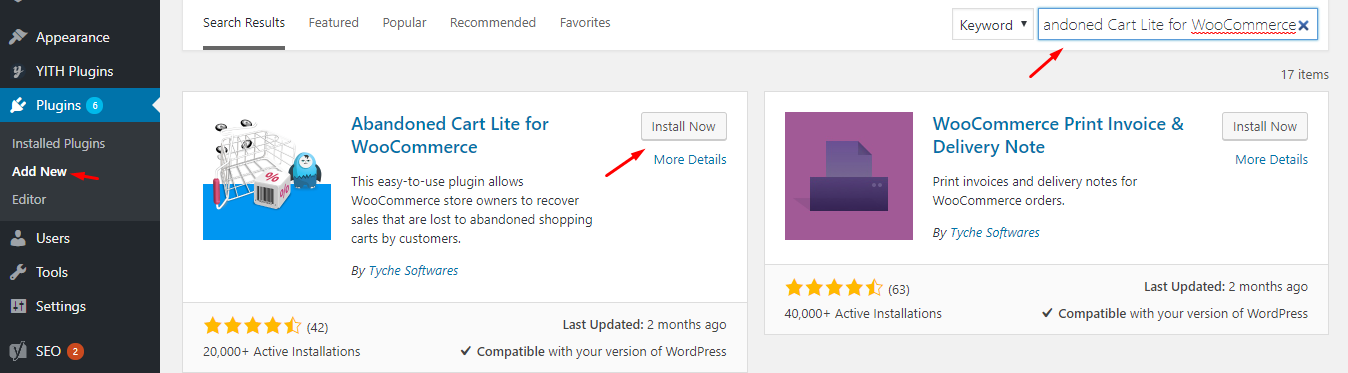 El proceso de instalación de Abandoned Cart Lite para WooCommerce