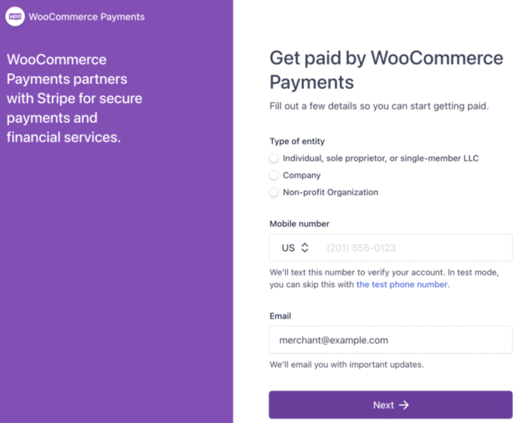 Verifique sus datos para finalizar la configuración de WooCommerce Payments.