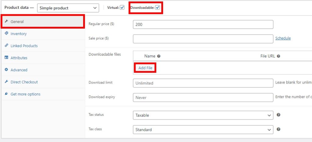 Configure el producto como descargable