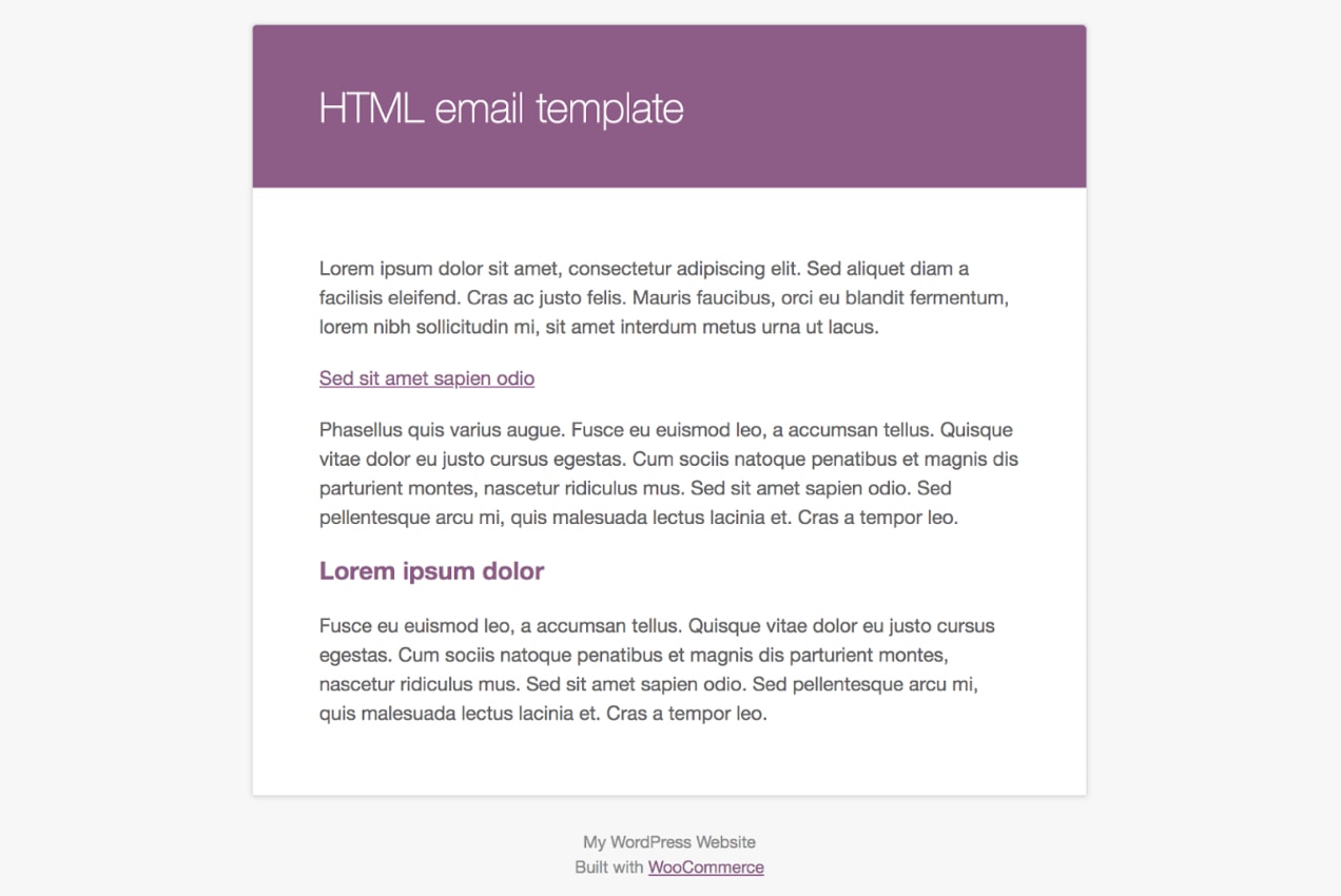 plantilla de correo electrónico HTML predeterminada de WooCommerce