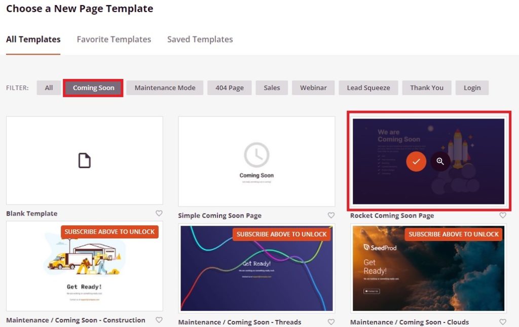 elegir una plantilla crear woocommerce próximamente página