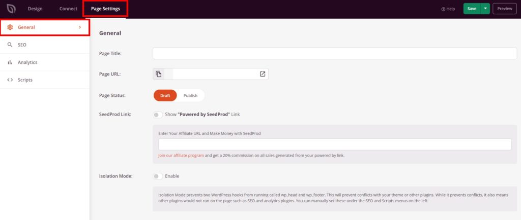 configuración general de la página crear woocommerce próximamente página