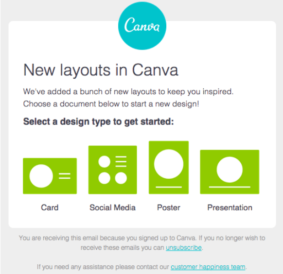 Correo electrónico de marketing de canva