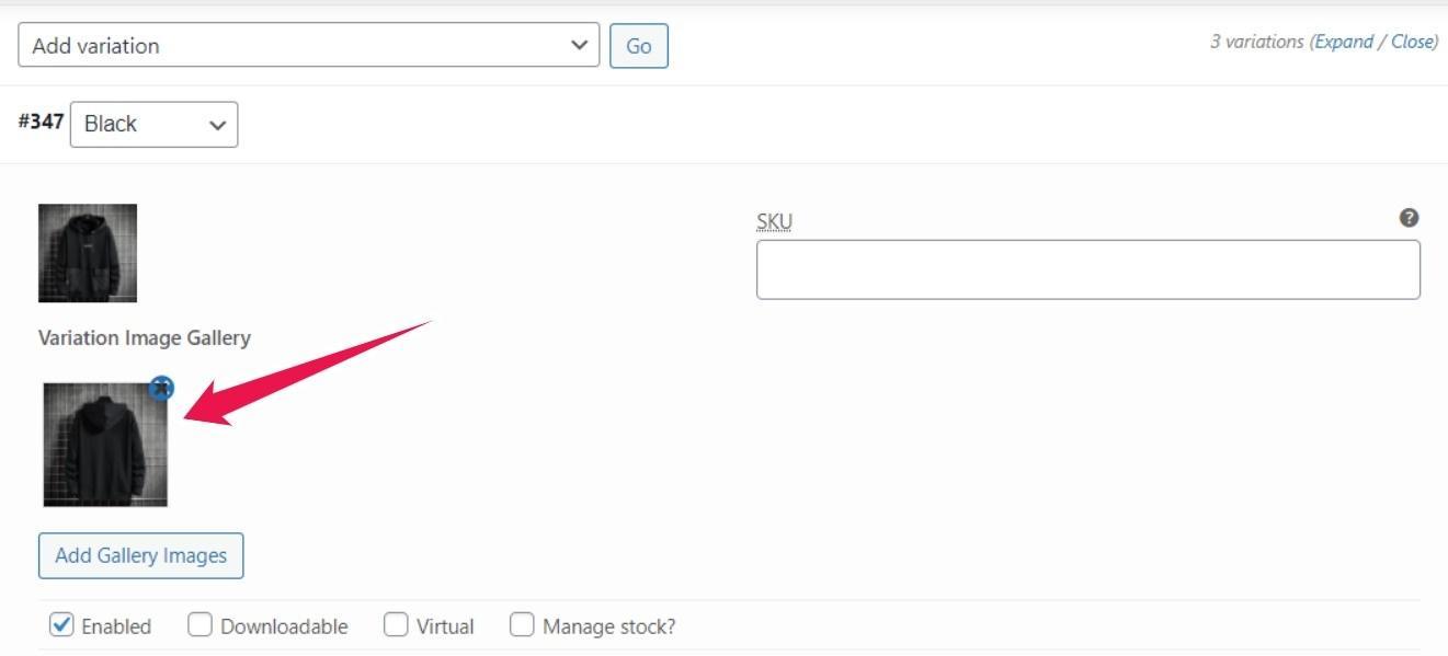 Agregue múltiples imágenes a la variación del producto WooCommerce