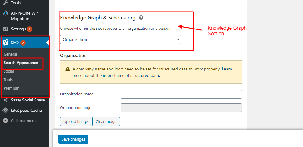 Configuración de marcado de esquema de todo el sitio en WordPress
