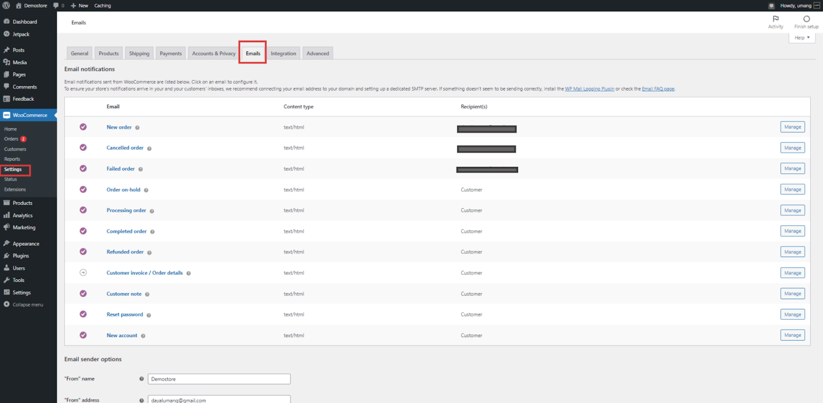 administrar pedidos woocommerce