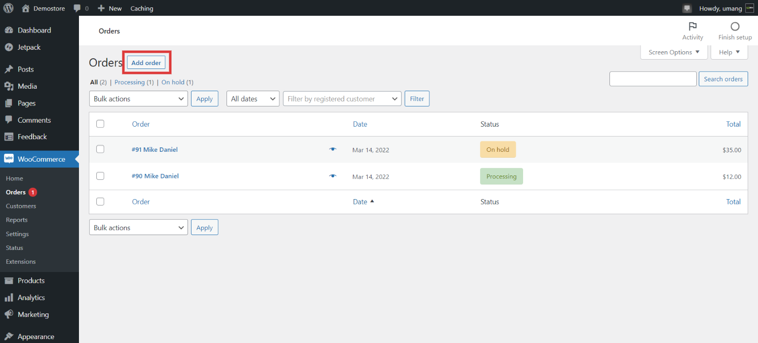 administrar pedidos woocommerce