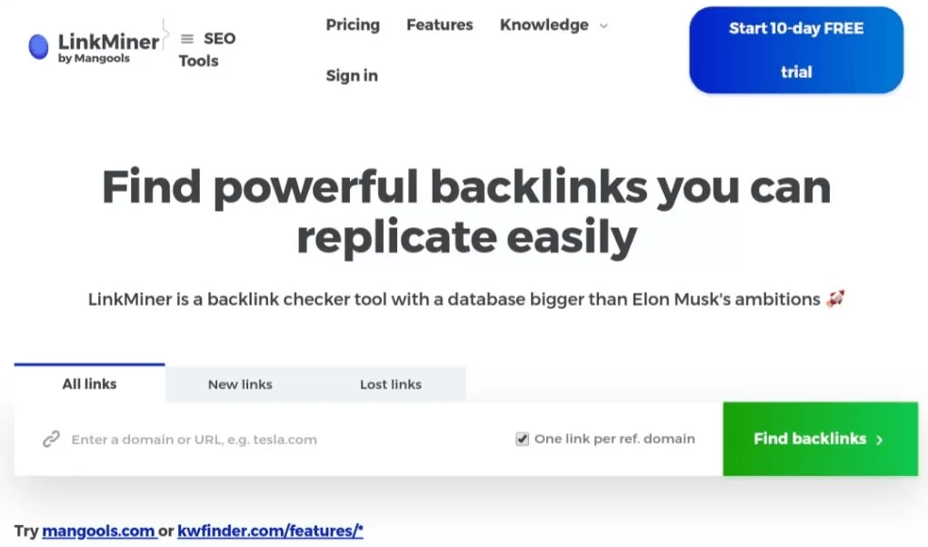 Link Miner Encuentra backlinks poderosos que puedes replicar fácilmente