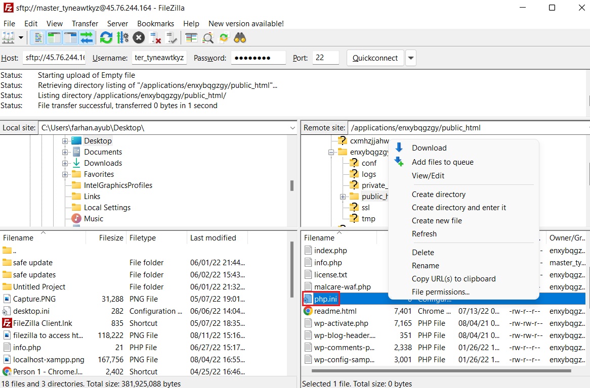 editar archivo php ini