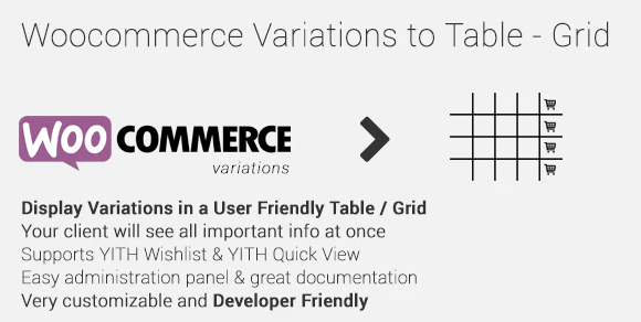Woocommerce Variations to Table – Grid