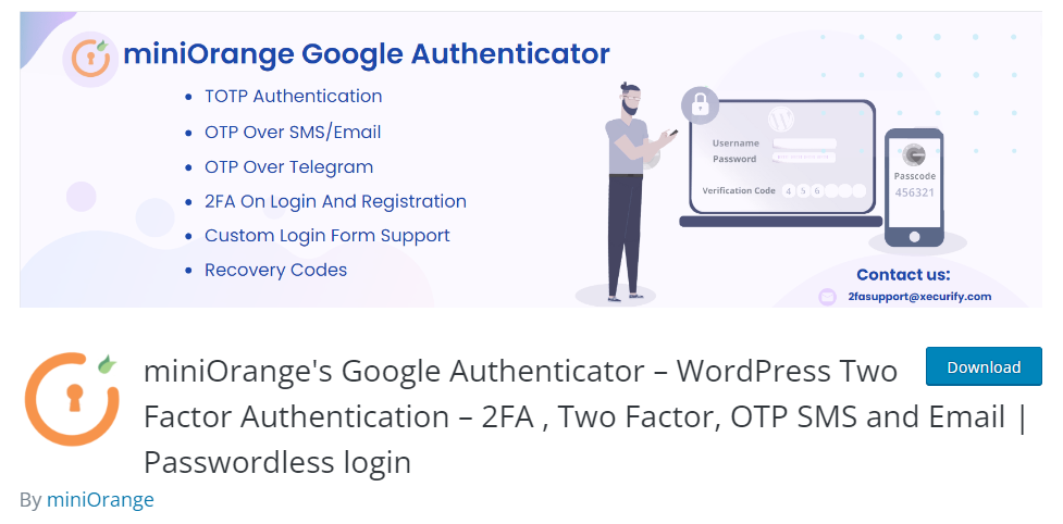 MiniOrange Google Authenticator: plugins de autenticación de dos factores de WordPress