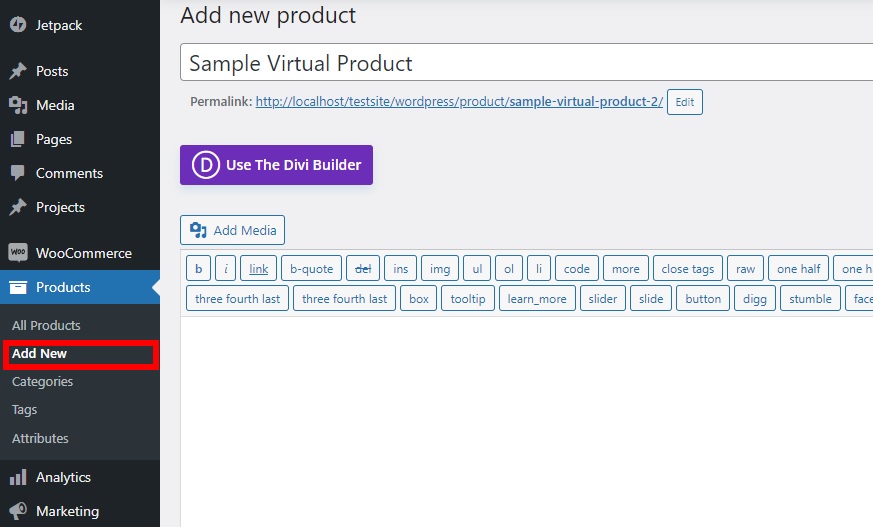 Configurar un nuevo producto virtual
