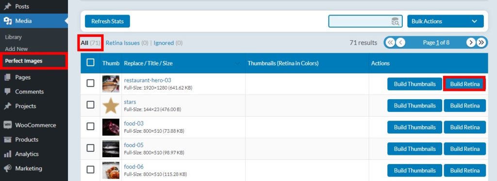 imágenes perfectas retina borrosa corregir problemas de tamaño de imagen de woocommerce
