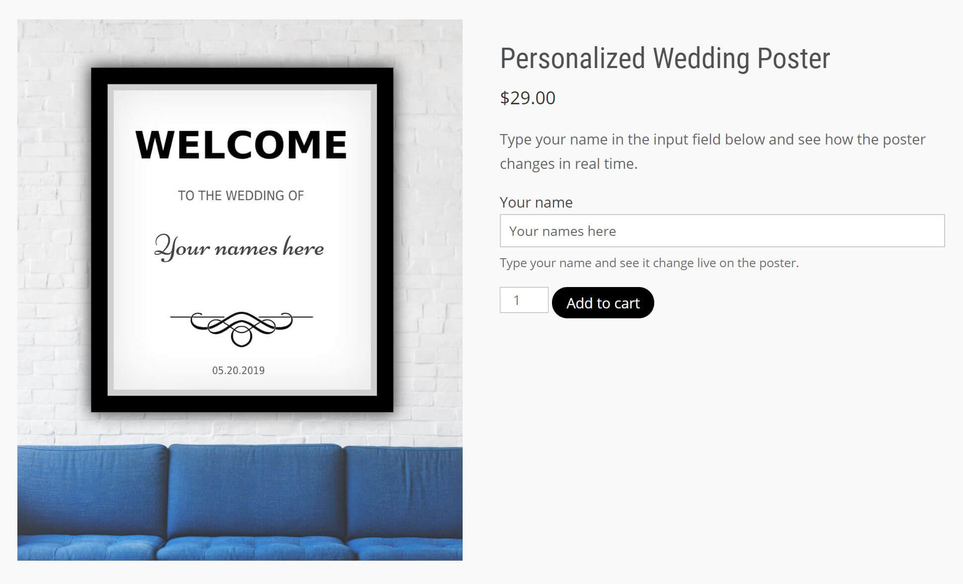 Un póster de boda que puedes personalizar