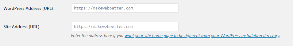 Configuración de backend para configurar la URL de WordPress