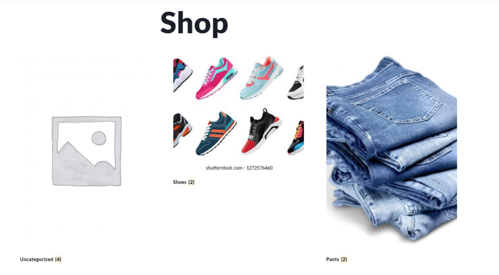 mostrar categorías en la página de la tienda de woocommerce - resultado de shortcode