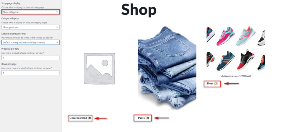 1) Mostrar categorías con el panel de control de WooCommerce