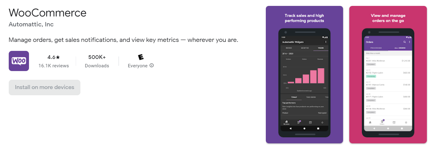 Aplicación móvil WooCommerce