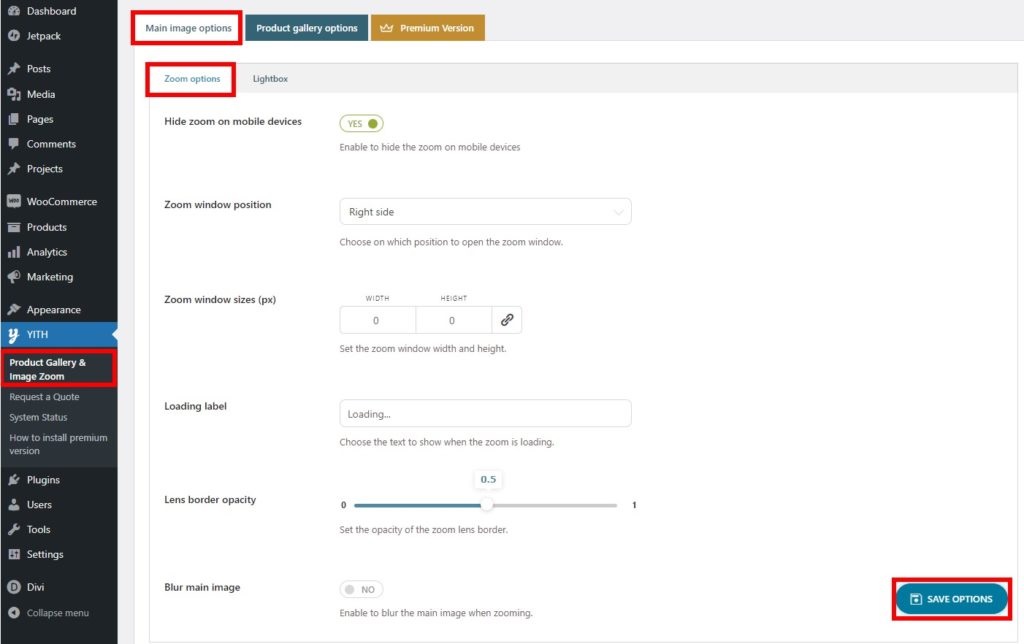 Configure las opciones del plugin
